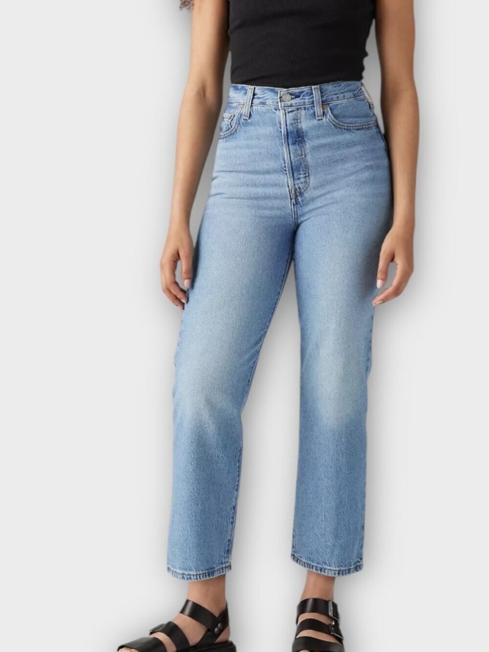 Levi's Ribcage Straight Ankle Premium Denim Light Wash Jeans